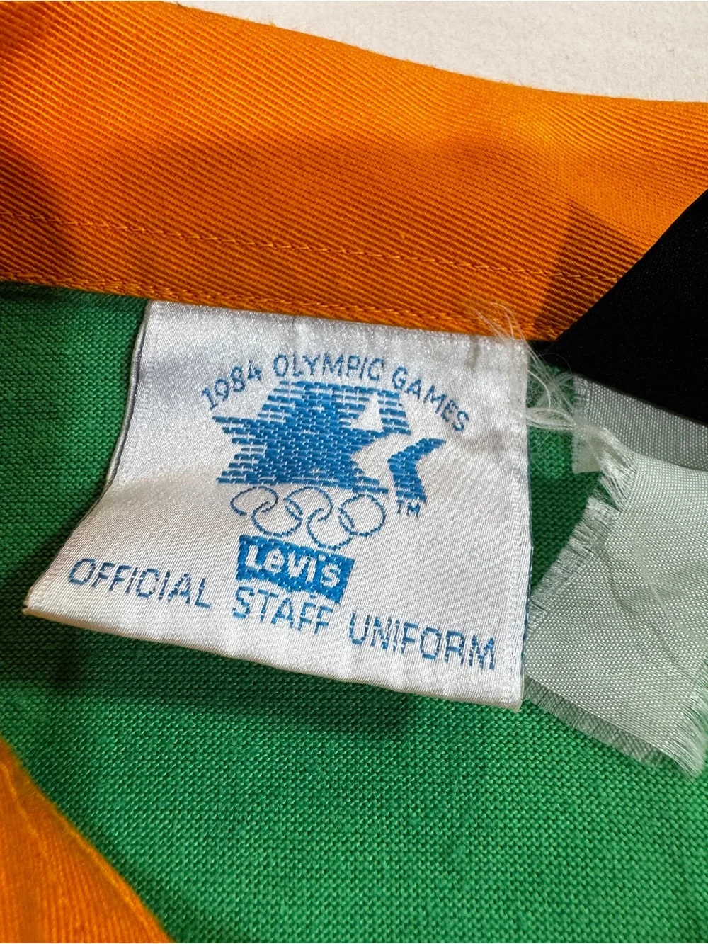 Vintage 1984 Los Angeles Olympic Games Levis Staff Uniform Polo Shirt Green L